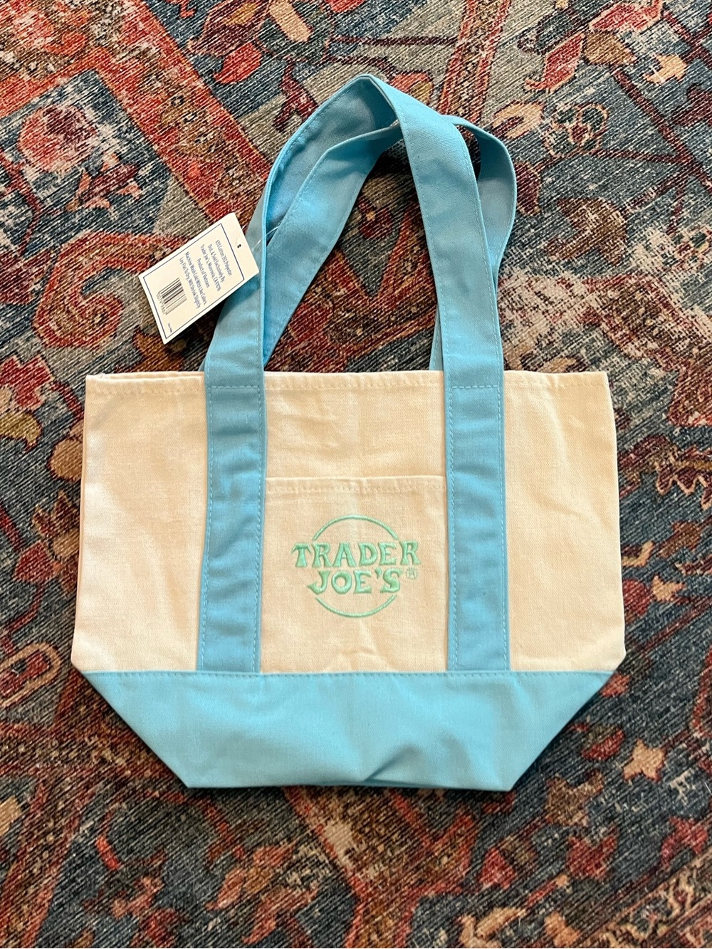 Trader Joe's mini pastel blue tote bag brand new